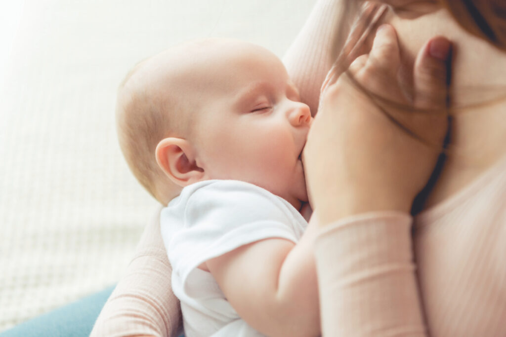 baby breast feeding 